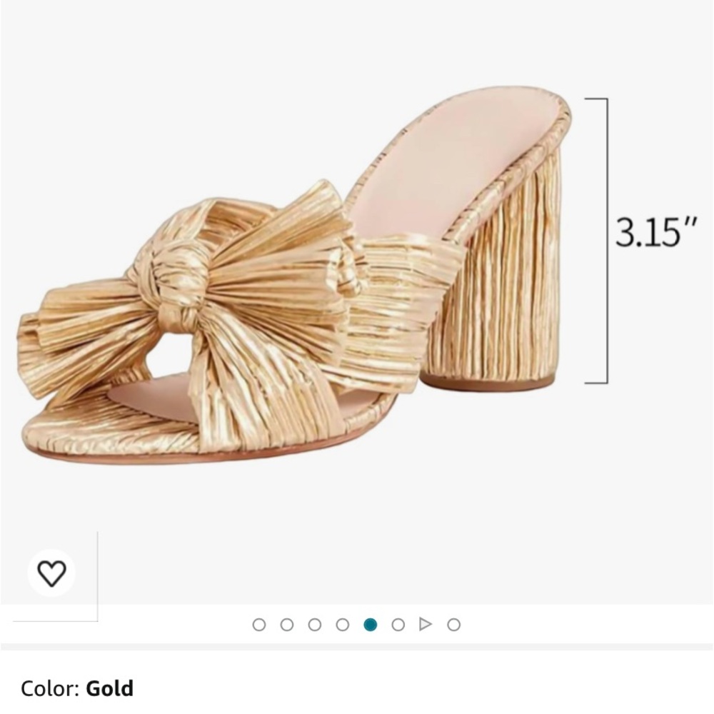 *NEW* Gold,bow, slip on, chunky block heel open toe sandal ; size 7.5; NWOT - Picture 2 of 11
